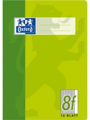 Oxford Schulheft A5 · Lineatur 8f (rautiert · weißer Rand rechts) · 90 g/m² ·16 Blatt