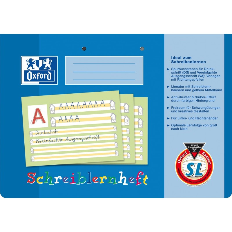 Oxford Schreiblernheft A4 quer · Lineatur SL (farbige Mittellinie) · 90 g/m²