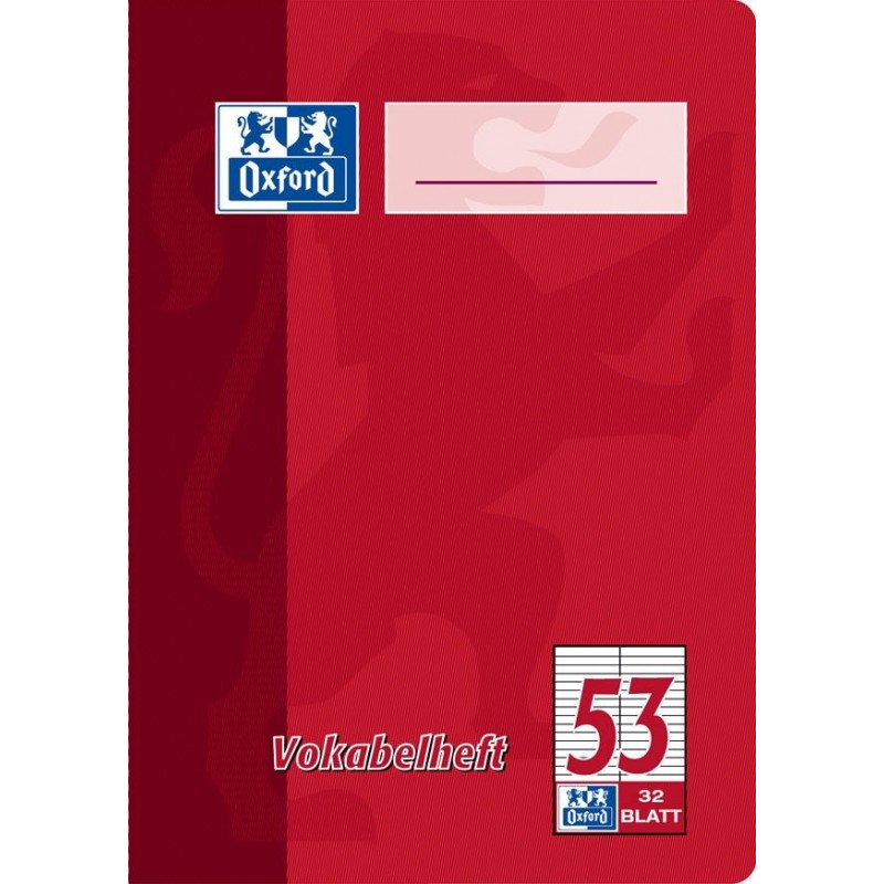 Oxford Vokabelheft A6 · Lineatur 53 (2 Spalten) · 90 g/m² · 32 Blatt