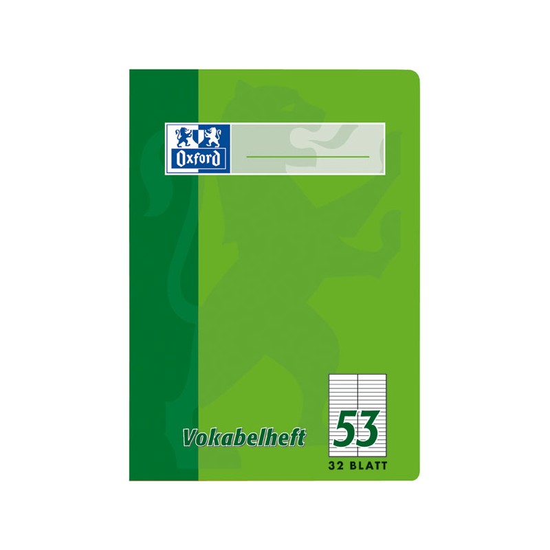 Oxford Vokabelheft A6 · Lineatur 53 (2 Spalten) · 90 g/m² · 32 Blatt