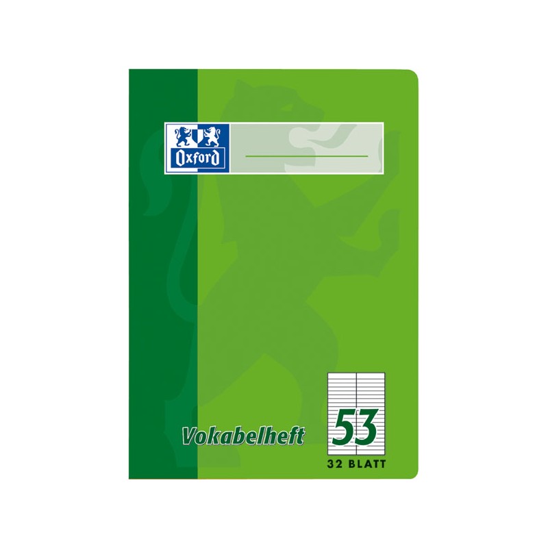 Oxford Vokabelheft A5 · Lineatur 53 (2 Spalten) · 90 g/m² · 32 Blatt