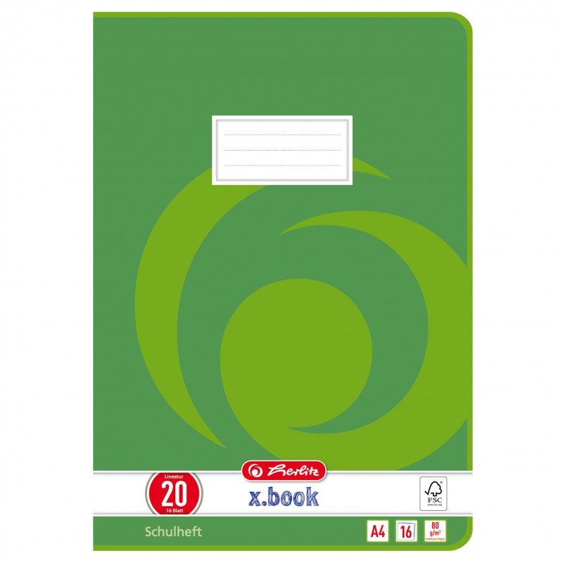 Herlitz Schulheft A4 · Lineatur 20 (blanko) · 80 g/m² · 16 Blatt