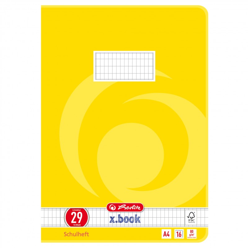 Herlitz Schulheft A4 · Lineatur 29 (rautiert  Doppelrand) · 80 g/m² · 16 Blatt