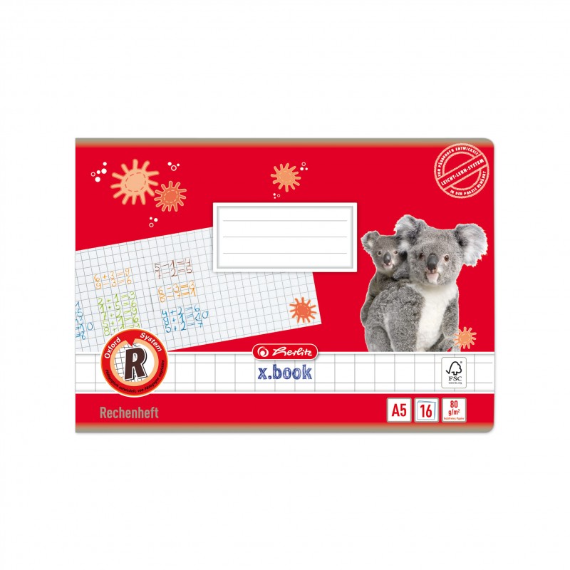 Herlitz Rechenheft A5 quer · 16 Blatt · Lineatur R · 80 g/m²