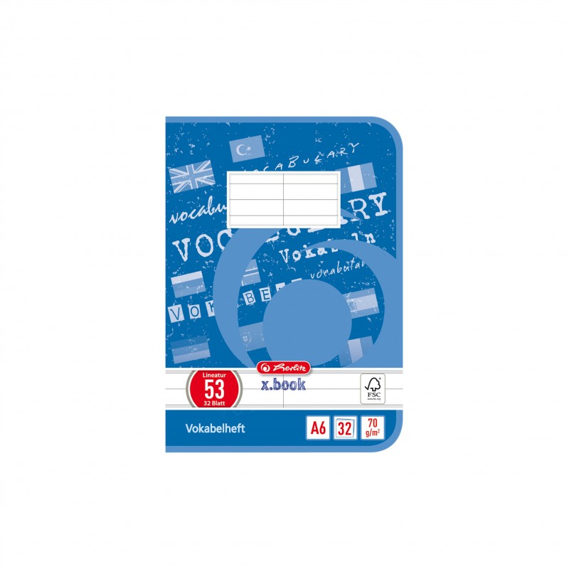 Herlitz Vokabelheft A6 · Lineatur 53 (2 Spalten) · 80 g/m² · 32 Blatt