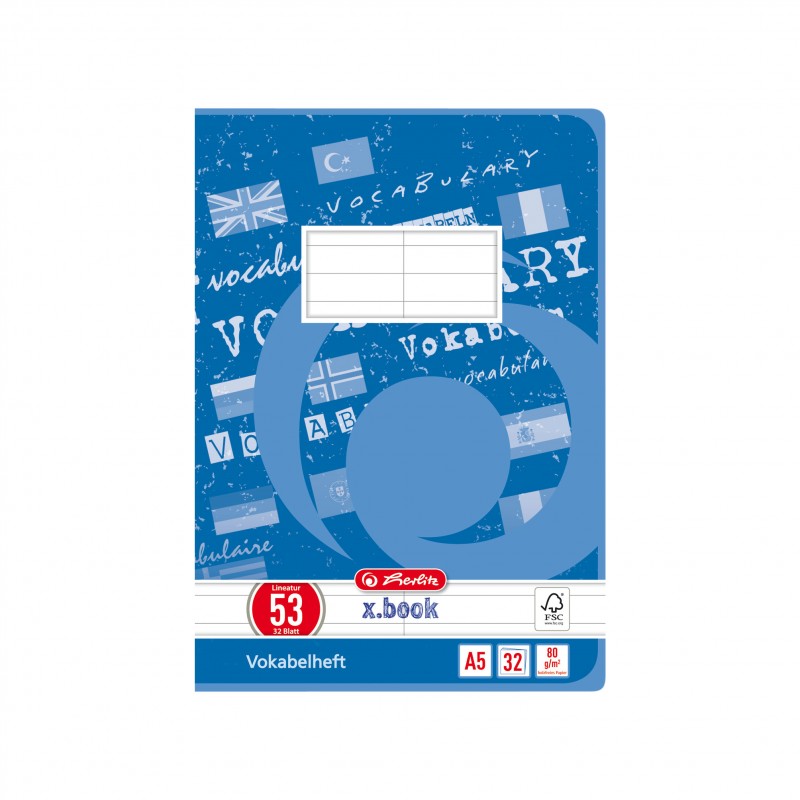 Herlitz Vokabelheft A5 · Lineatur 53 (2 Spalten) · 80 g/m² · 32 Blatt