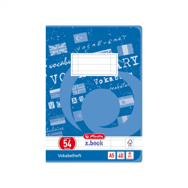 Herlitz Vokabelheft A5 · Lineatur 54 (3 Spalten) · 80 g/m² · 40 Blatt