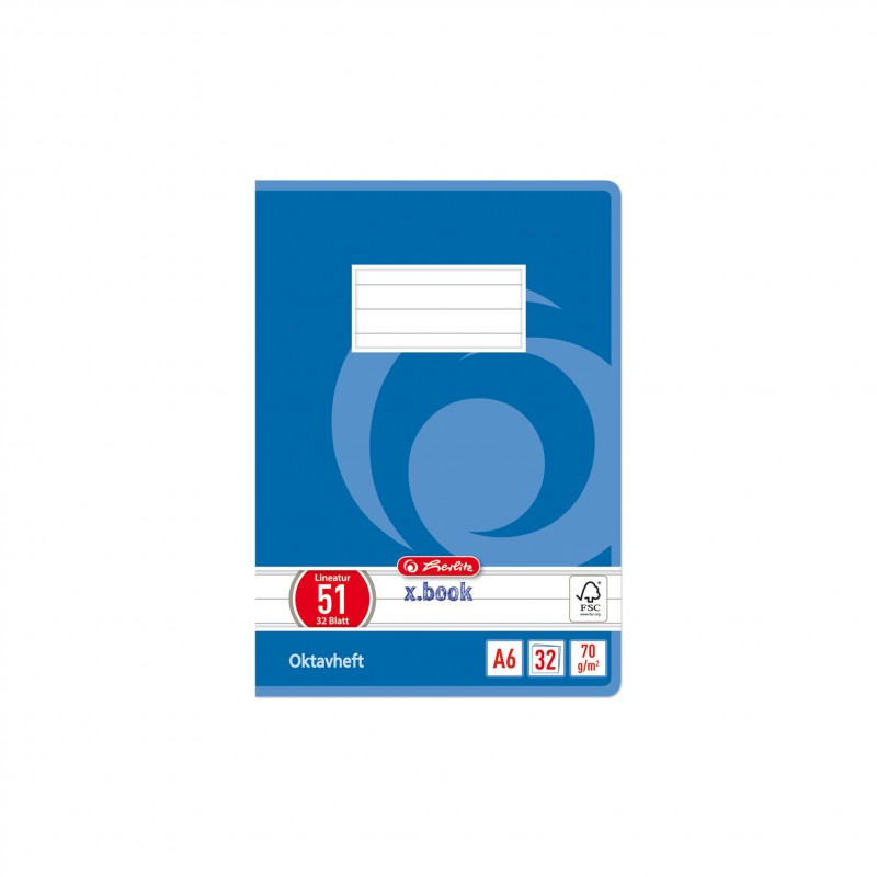 Herlitz Oktavheft A6 · 32 Blatt · Lineatur 51 (liniert) · 80 g/m²