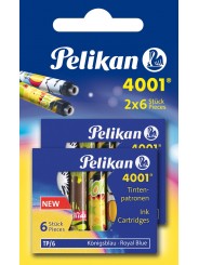 Pelikan Tintenpatrone 4001® · Standardgröße · königsblau · Blister mit 2 Etuis à 6 Patronen