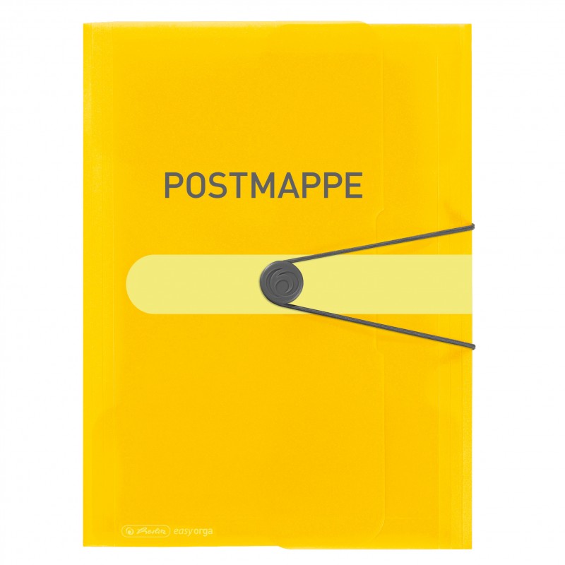 Herlitz Postmappe A4 ·  transparent Kunststoff gelb ·  easy orga to go Gummizugmappe