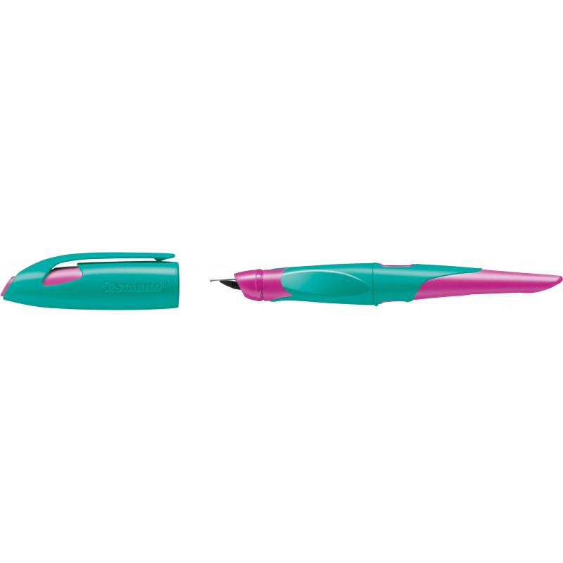 STABILO® Ergonomischer Schulfüller STABILO® EASYbirdy · Feder A · türkis/neonpink · Rechtsh.