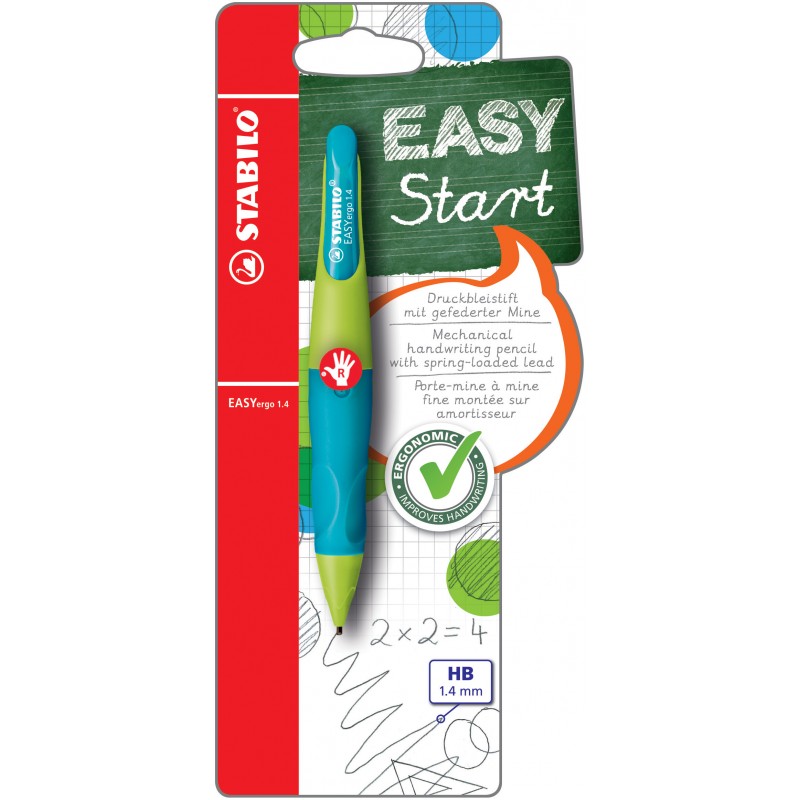 STABILO® Ergonomischer Druckbleistift STABILO® EASYergo 1.4 · neonlimonengrün/aquamarin · Rechtshänder