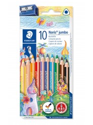 STAEDTLER® Farbstift Noris Club® jumbo dreikant · 128 NC10 · 4 mm · Kartonetui mit 10 Farben + Spitzer