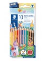 STAEDTLER® Farbstift Noris Club® jumbo dreikant · 128 NC10 · 4 mm · Kartonetui mit 10 Farben + Spitzer