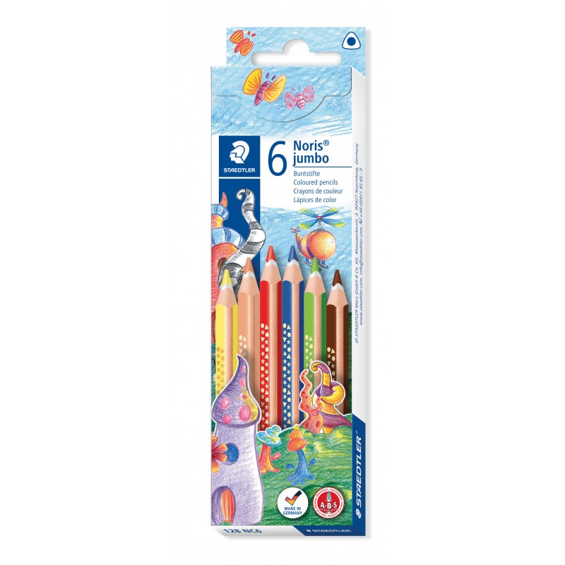 STAEDTLER® Farbstift Noris Club® jumbo dreikant · 128 NC6 · 4 mm · Kartonetui mit 6 Farben