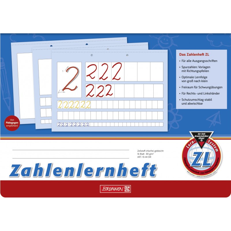 BRUNNEN Zahlenlernheft A4 quer · Lineatur ZL · 80 g/m²