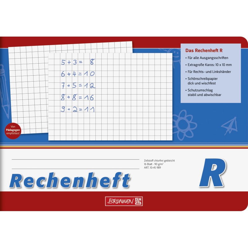 BRUNNEN Rechenheft · DIN A5 quer · Lin R · 80 g/m² · 16 Blatt