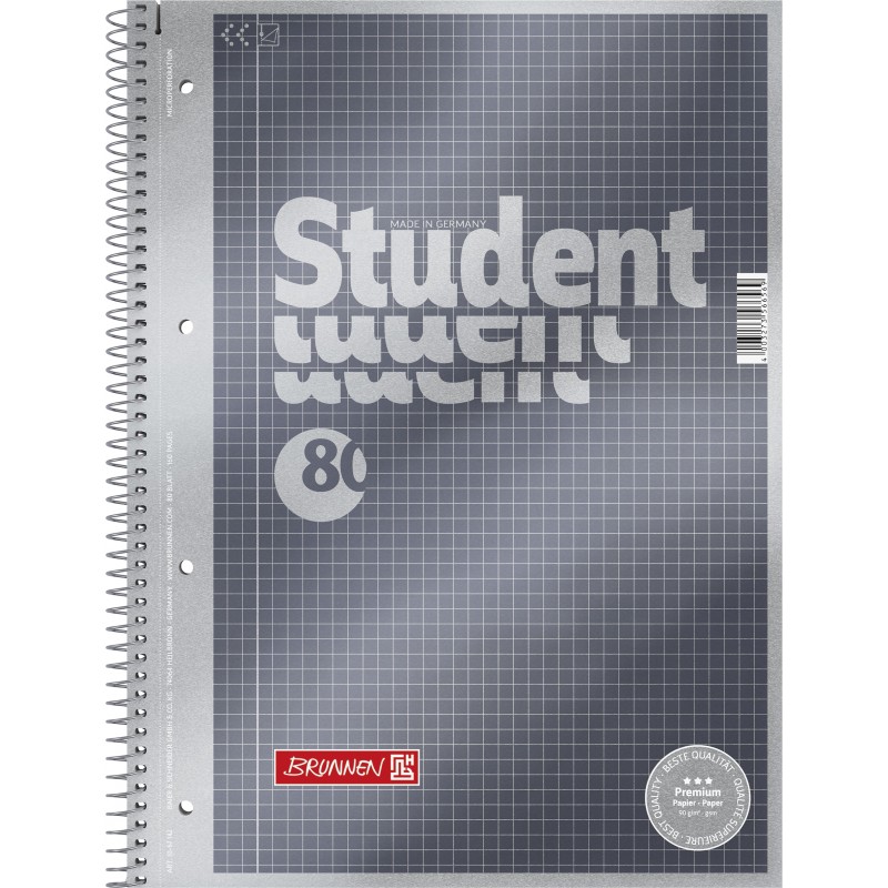 BRUNNEN Premium-Collegeblock · DIN A4 · Lineatur 22 · kariert