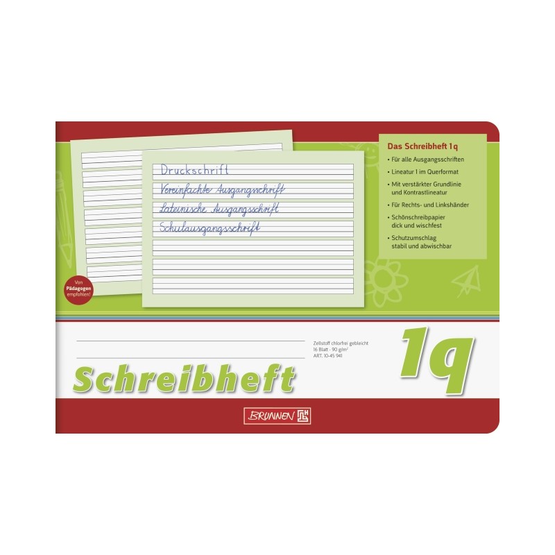 BRUNNEN Schulheft · DIN A5 · quer Lin 1q · 80 g/m² · 16 Blatt