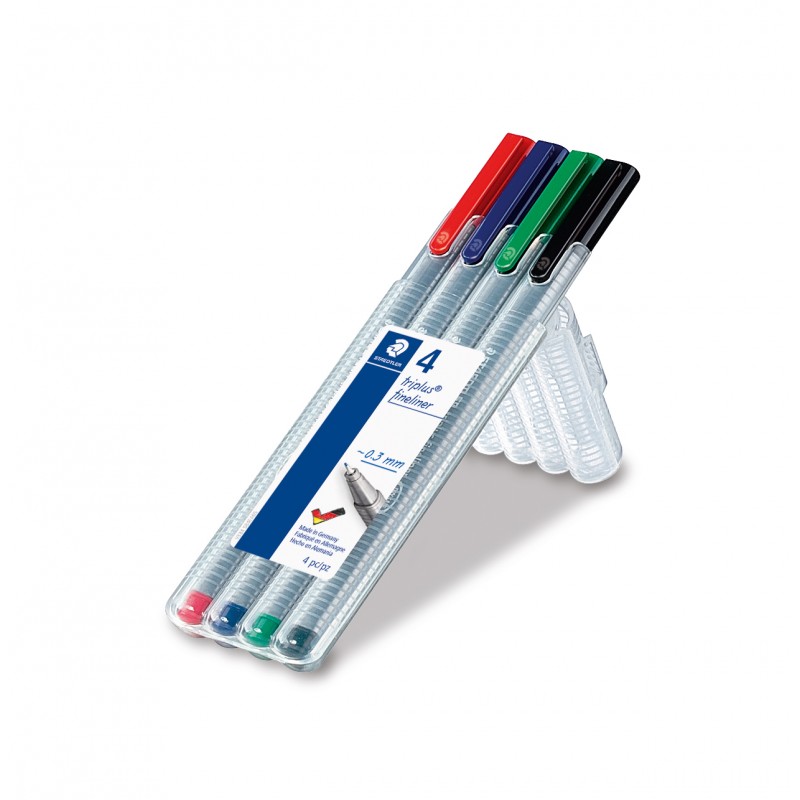 STAEDTLER® Fineliner triplus® 334 · ca·   0,3 mm · Box mit 4 Farben