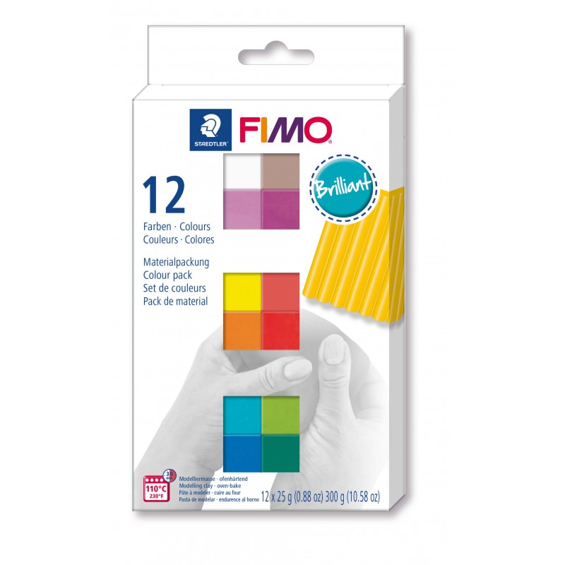 FIMO® soft ofenhärtende STAEDTLER® Modelliermasse - Kartonetui mit 12 Basic-Farben, 12 Halbblöcke à 25g8023 C12