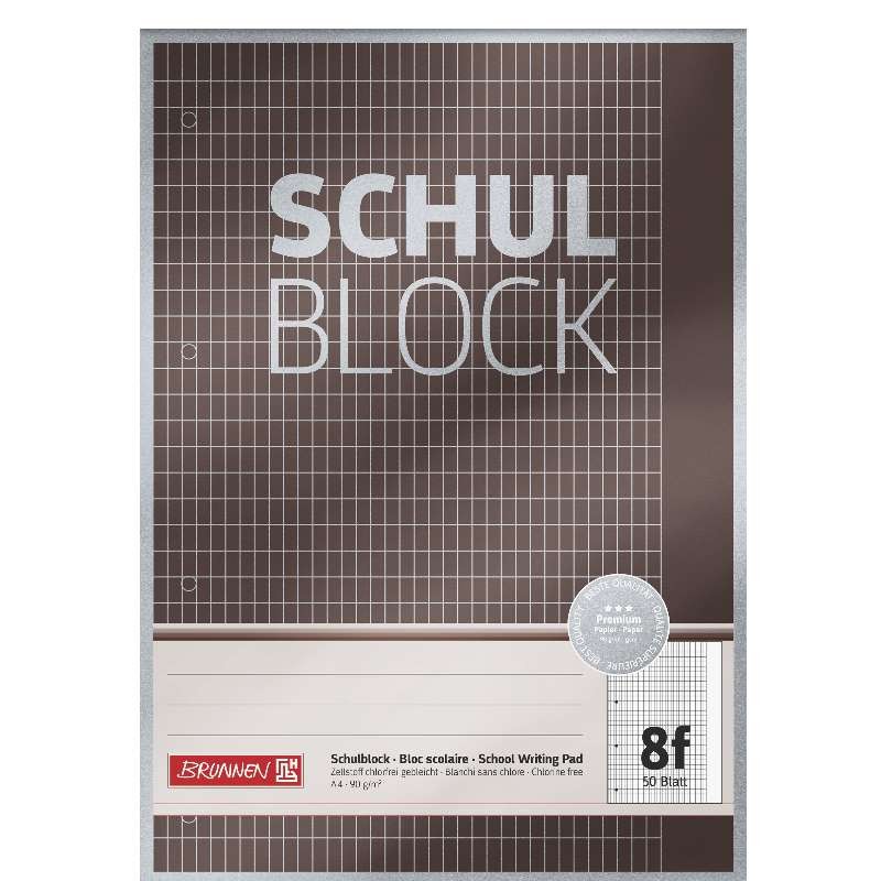 BRUNNEN Schulblock · DIN A4 · Lineatur 8f · 50 Blatt · Premium