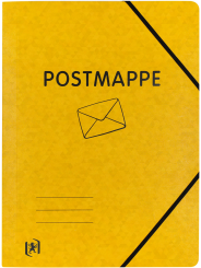 Oxford Postmappe · Top File + A4 · Eckspannermappe mit Aufdruck "Postmappe" · gelb · extra stabiler 390 g/m² Quality-Karton