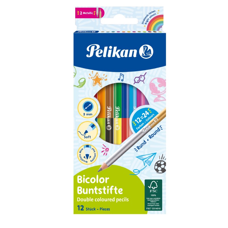 Pelikan Doppelbuntstifte Bicolor · 12 Stifte / 24 Farben