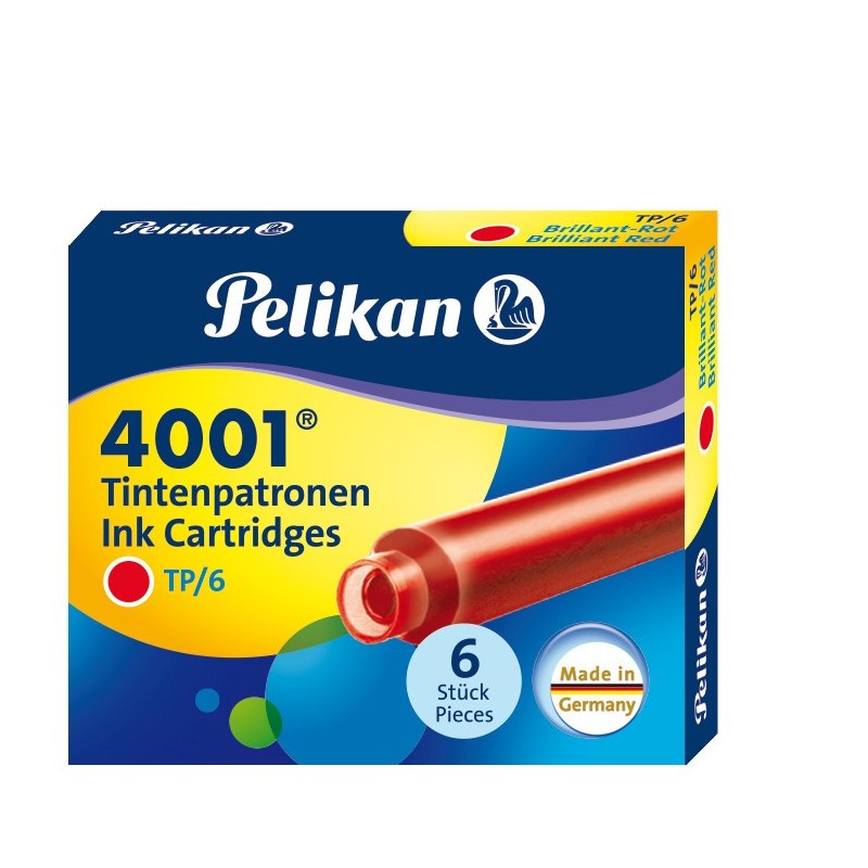 Pelikan Tintenpatronen · Standardgröße · 6 Stück · rot