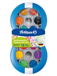 Pelikan Deckfarbkasten Space+ · 12 Farben und Deckweiß · blau