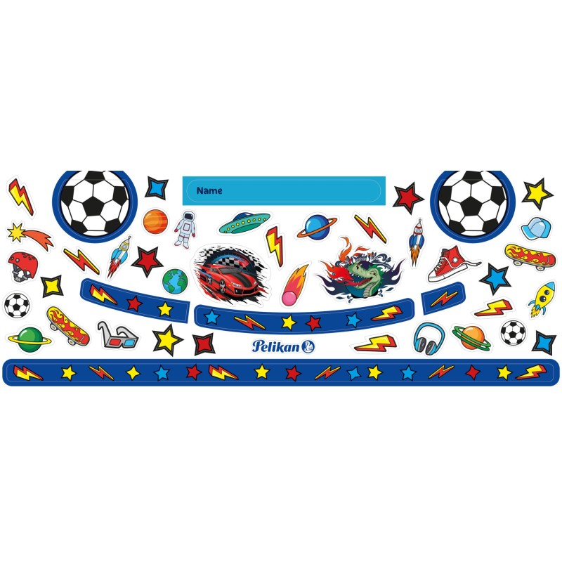 Pelikan Stickerbogen für Deckfarbkasten K12/K24 · Blau/Fußball