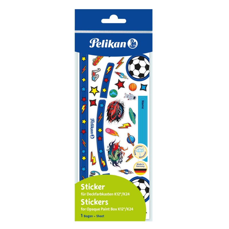 Pelikan Stickerbogen für Deckfarbkasten K12/K24 · Blau/Fußball