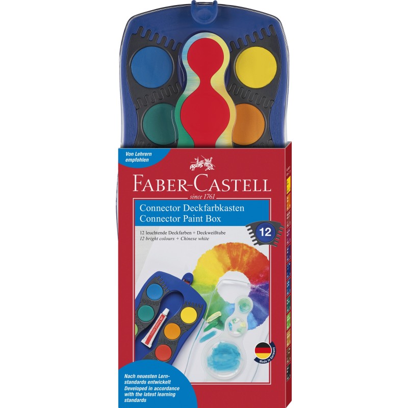 Faber-Castell · Farbkasten CONNECTOR · 12 Farben · inkl. Deckweiß · blau