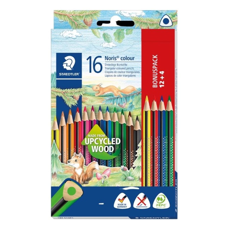 STAEDTLER® Buntstifte Noris® colour · Dreikant · 16 Stifte in 12 Farben